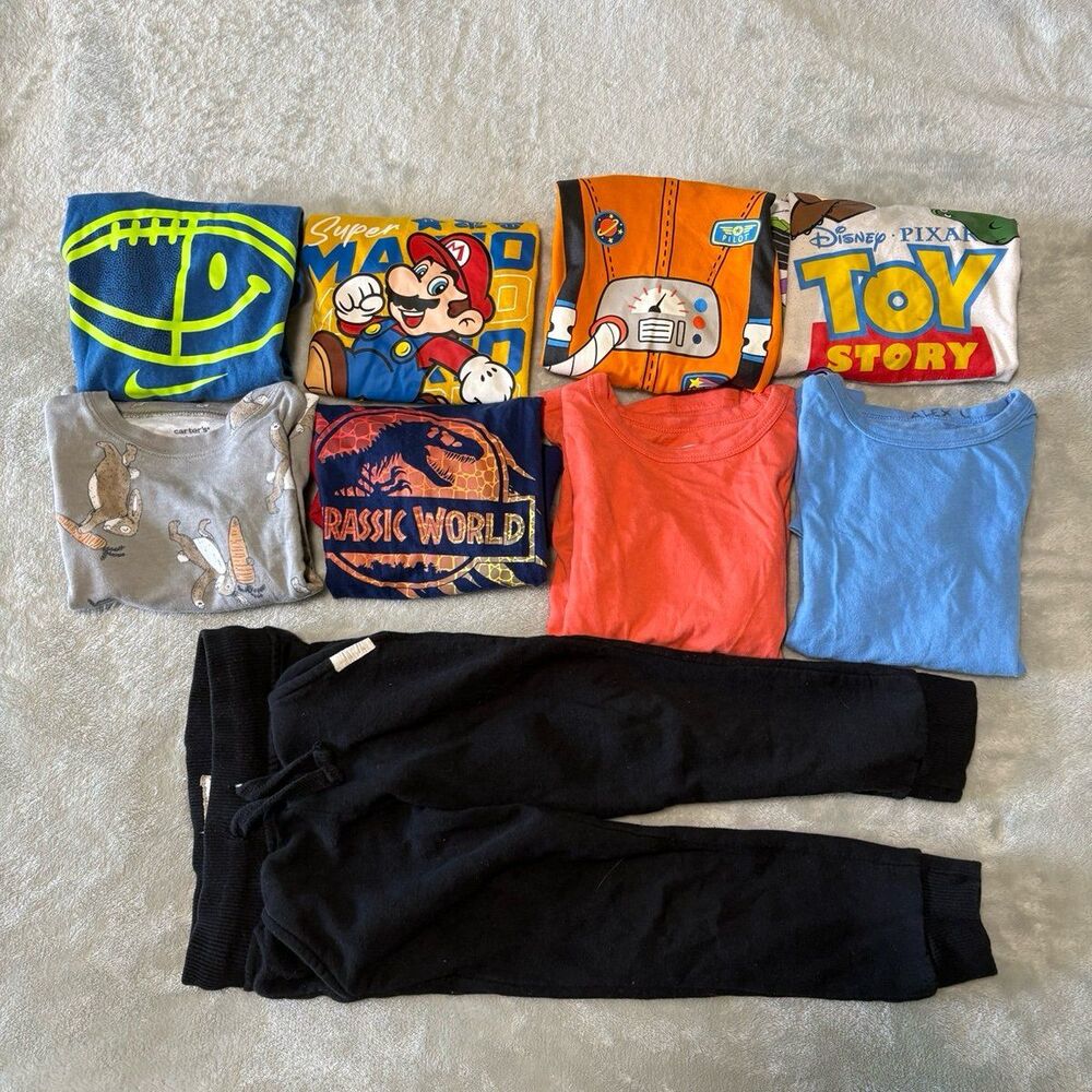 Boys graphic tshirts pants bundle outfit mario toy story jurassic world blue kid
